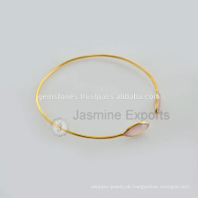 Rosa Chalcedon-Edelstein-Vermeil-Armband-Lünette-Einstellungs-Gold überzogene Schmucksachen